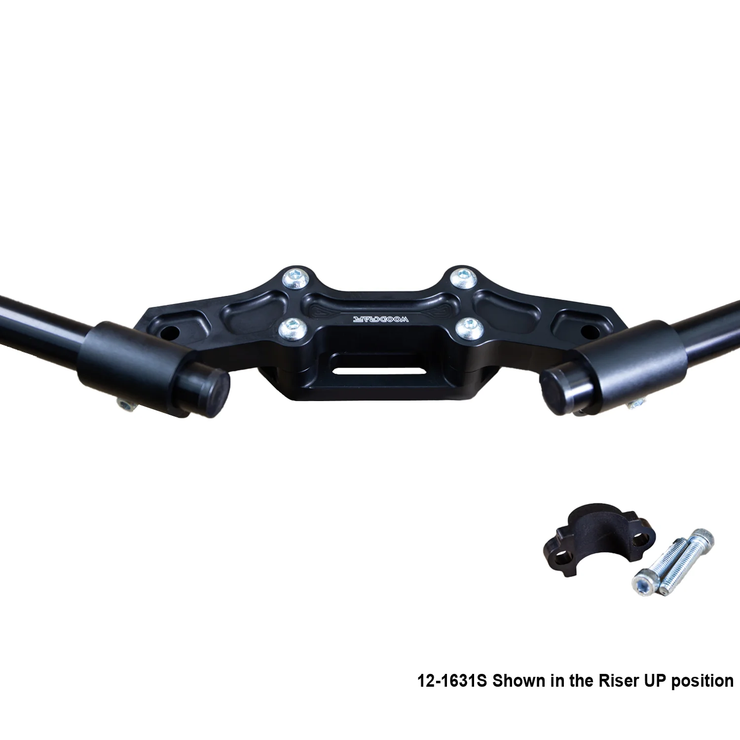 Ducati Monster 821 2014-17 Clipon Adapter Plate w/ STD black bars, Res. Spacer 1 inch Standard Rise - Image 3